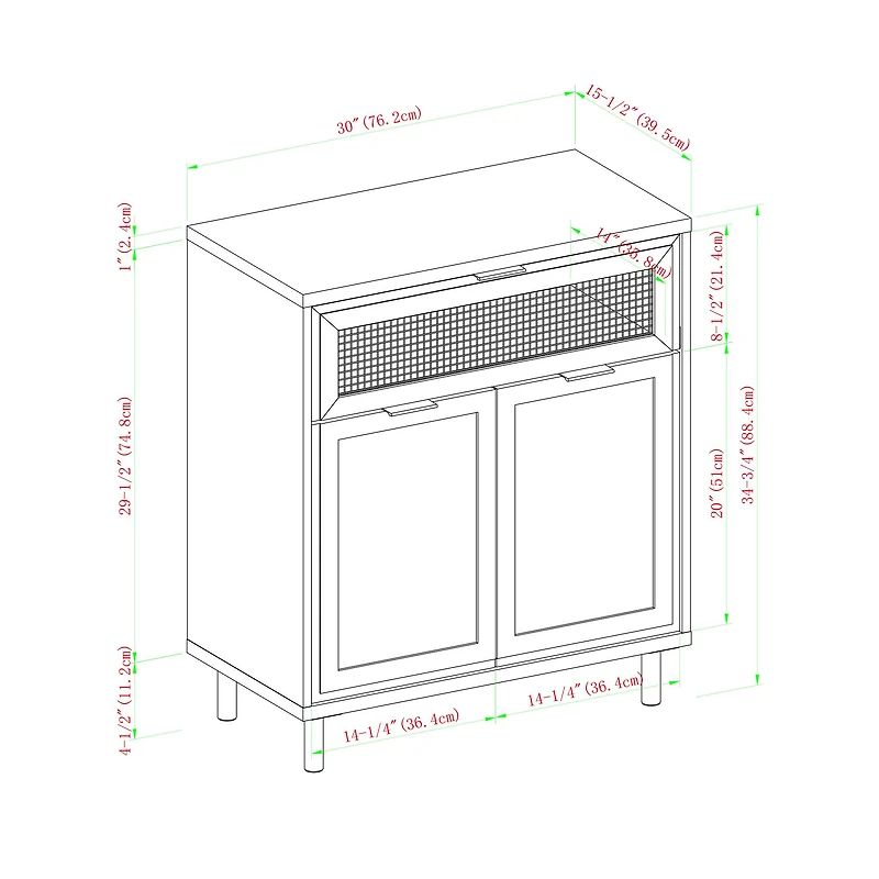 Walker Edison English Oak Mesh Metal Accent Cabinet
