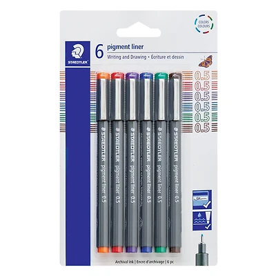 STAEDTLER® 0.5mm 6 Color Pigment Liner Set