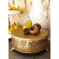 Gold Glam Round Metal & Glass Mosaic Cake Stand, 3ct.