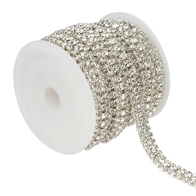 3yd. Glass 3-Row Rhinestone Chain Spool by Bead Landing