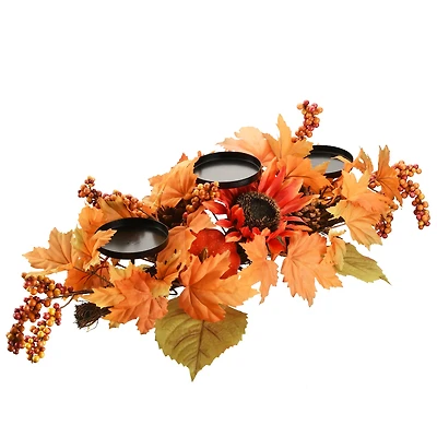 24" Orange Harvest Maple Leaf Candleholder