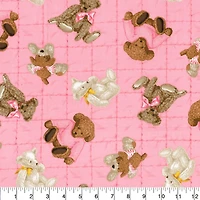 Fabric Traditions Pink Teddy Bear Toss Cotton Fabric