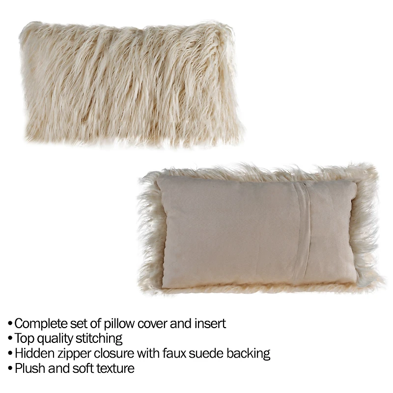 Hastings Home Faux Fur Lumbar Pillow