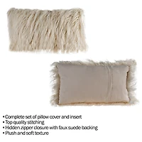 Hastings Home Faux Fur Lumbar Pillow