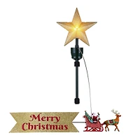 90th Anniversary Collection Animated Santa's Sleigh Tree Topper with Banner