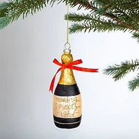 Hello Honey® 5.25" Glass Champagne Bottle Ornament with Bow