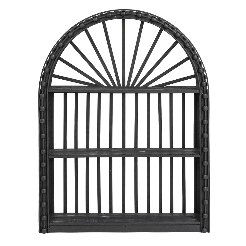 Hello Honey® Black Arched Bamboo & Wood Wall Shelf