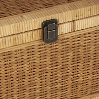 Brown Rattan Storage Box Set with Wrapped Light Brown Edges