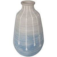 14" Blue & Gray Ombre Ceramic Abstract Drip Vase