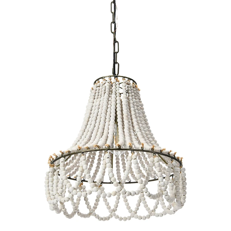Hello Honey® 20" White Wood Bead Draped Chandelier