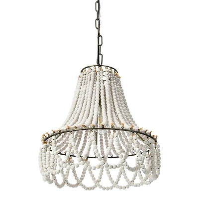 Hello Honey® 20" White Wood Bead Draped Chandelier