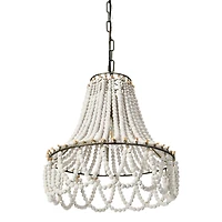 Hello Honey® 20" White Wood Bead Draped Chandelier