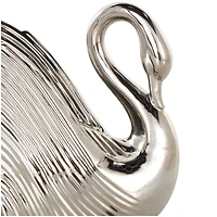 10.5" Ceramic Swan with Textured Grooves Sculpture