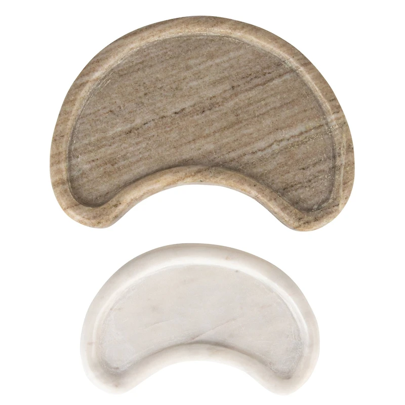 Hello Honey® White & Buff Nestable Marble Kidney Shaped Tray Set