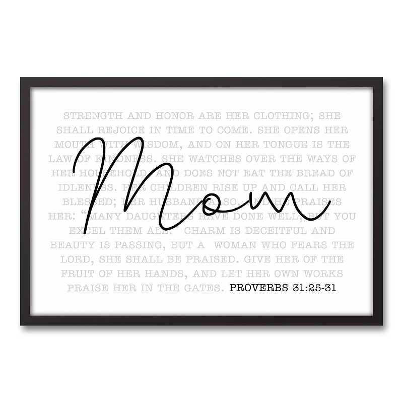 Mom Proverbs Verse Black Framed Canvas