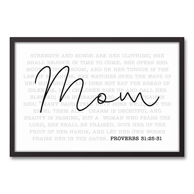 Mom Proverbs Verse Black Framed Canvas