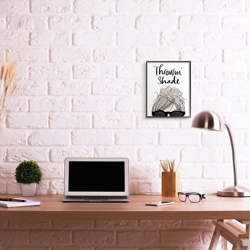 Stupell Industries Throwin' Shade Phrase Woman in Sunglasses in Frame Wall Art