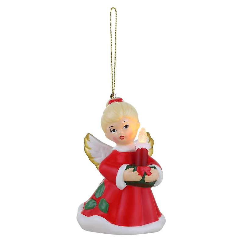 Mr. Christmas Nostalgic Ceramic Angel with Candle Ornament