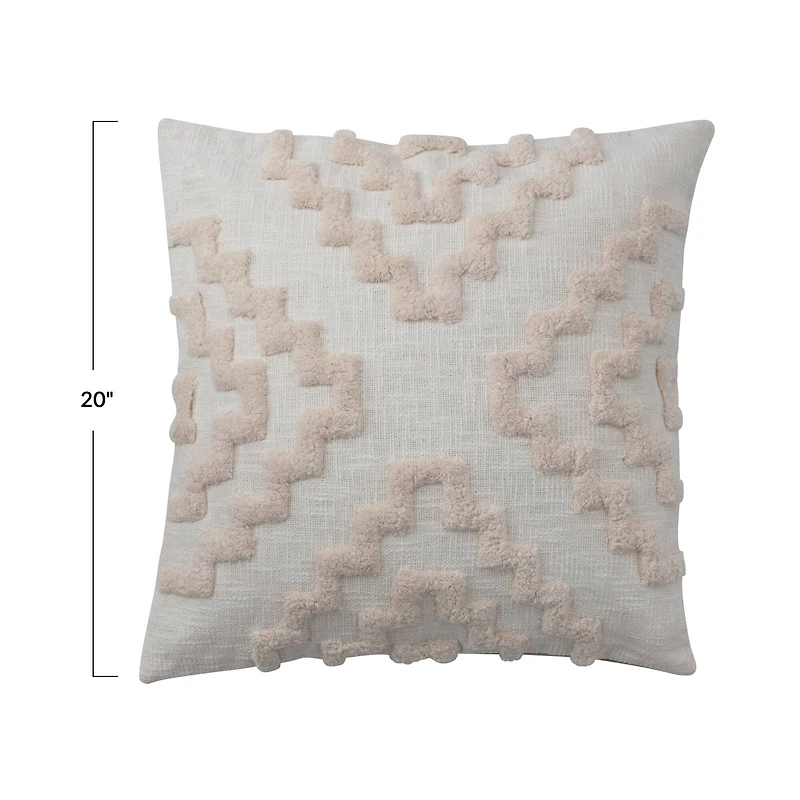 Hello Honey® Cotton Tufted Pillow with Pattern and Chambray Back