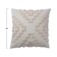 Hello Honey® Cotton Tufted Pillow with Pattern and Chambray Back
