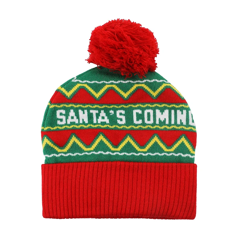 Elf™ Santa's Coming Red & Green Pom Pom Beanie