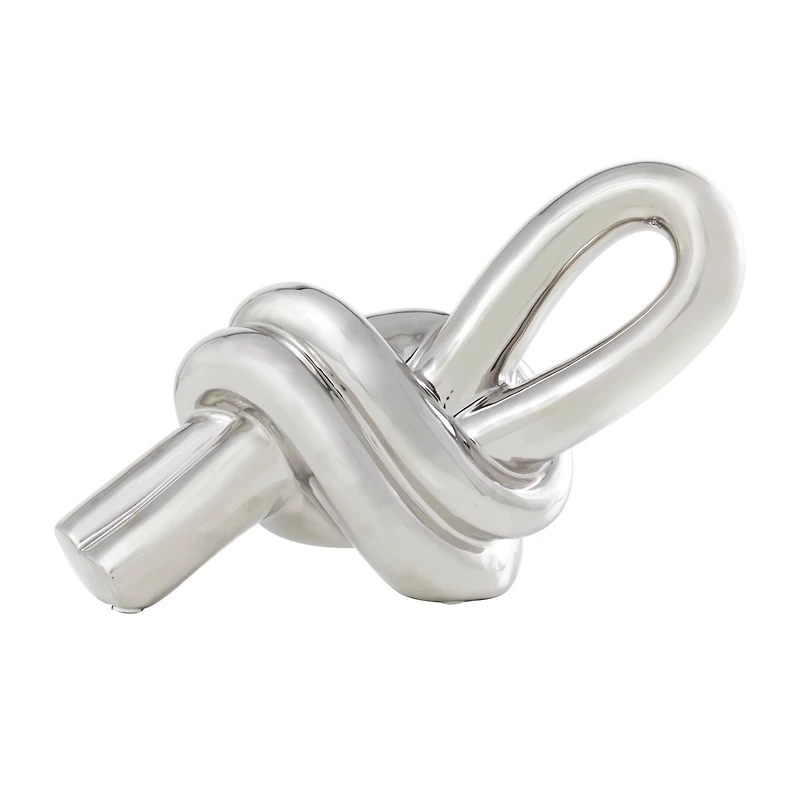 12.75" Silver Ceramic Knot Tabletop Sculpture