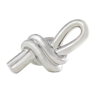12.75" Silver Ceramic Knot Tabletop Sculpture