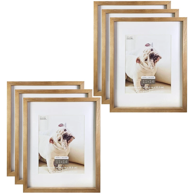 6 Pack: Natural Walnut Stain 11" x 14" Frame with Mat, Home by Studio Décor®