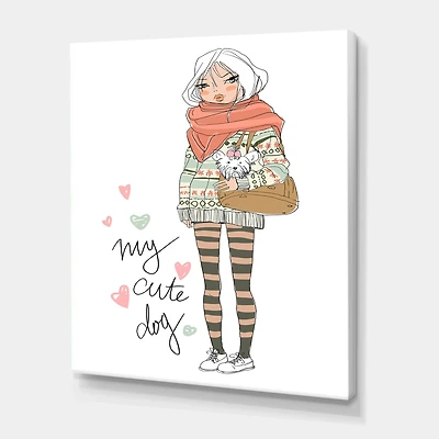 Designart - Cute Girl With Dog