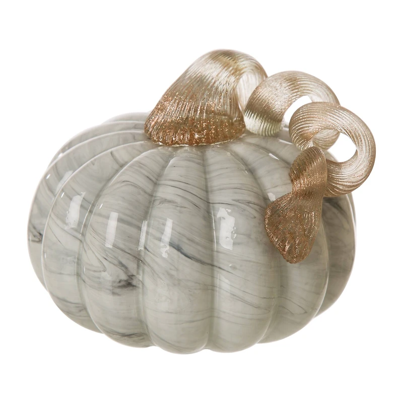 Glitzhome® Gray Marble Glass Pumpkin Set