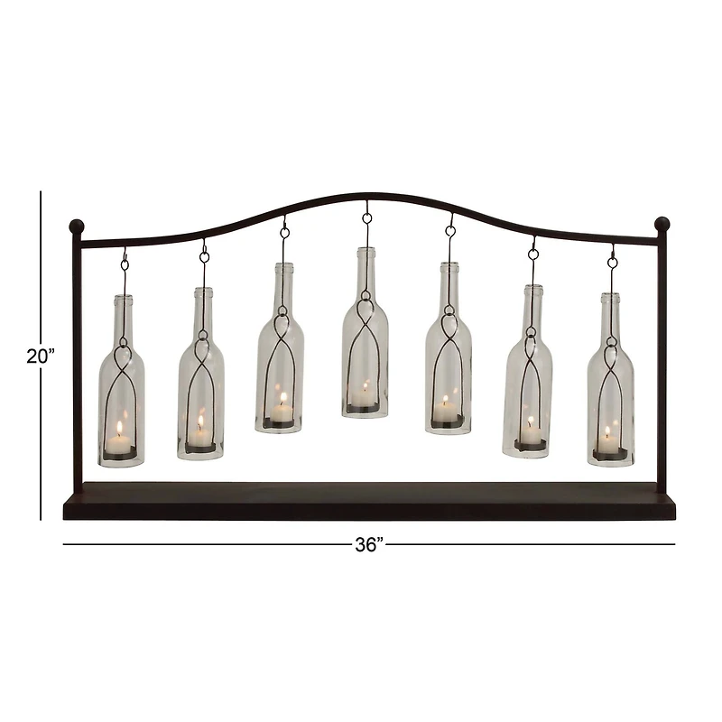 36" Black Iron Farmhouse Candle Holder Lantern