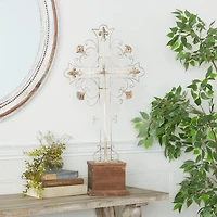 30" White Iron French Country Cross