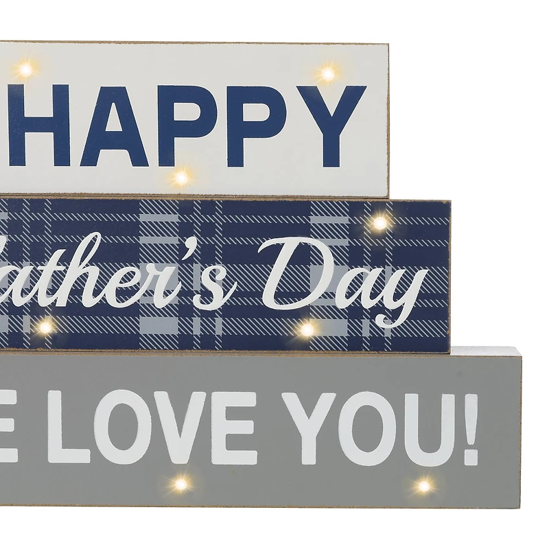 Glitzhome® 12" Lighted Happy Father's Day Block Sign