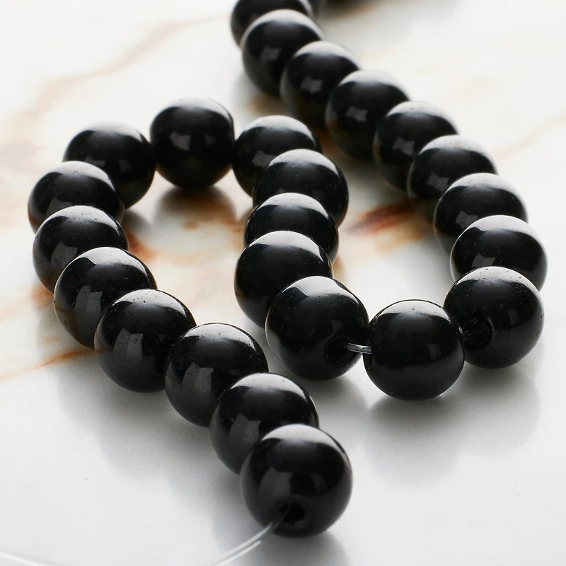 12 Pack: Black Glass Round Beads, 8mm by Bead Landing™