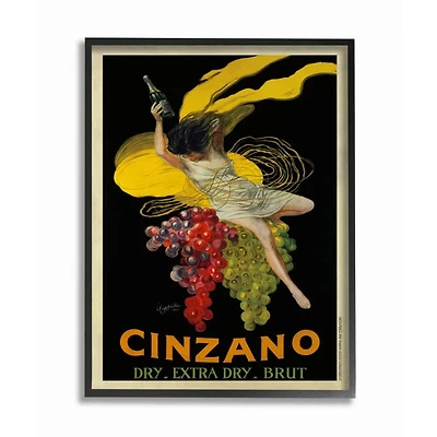 Stupell Industries Cinzano Vintage Wine Poster with Frame Wall Accent