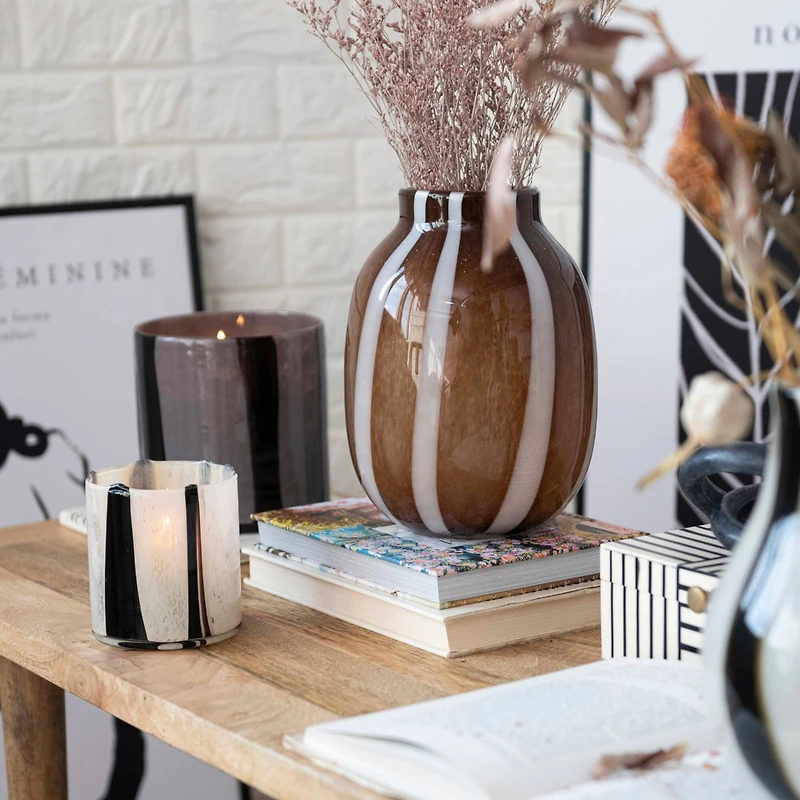 Hello Honey® 4" Striped Glass Votive Candle Holder