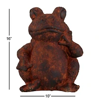 16" Rust Stone Frog Garden Sculpture