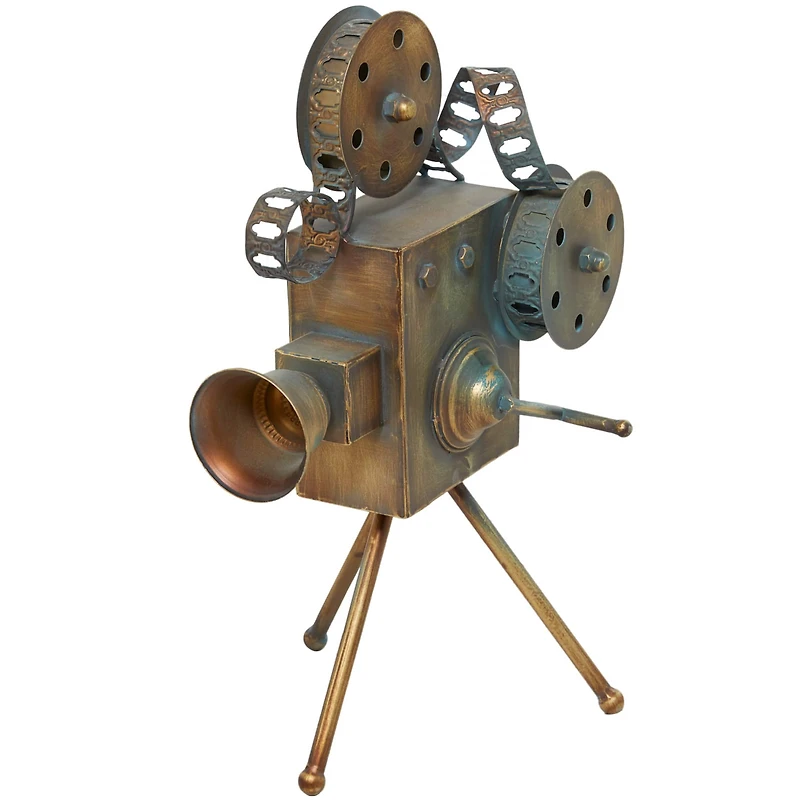 The Novogratz 16" Brown Metal Decorative Camera Film Sculpture