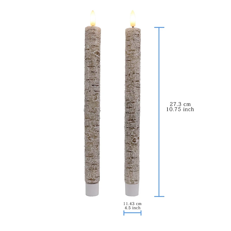 10.5" Frosted Birch LED Wax Taper Candles, 2ct. by Ashland®