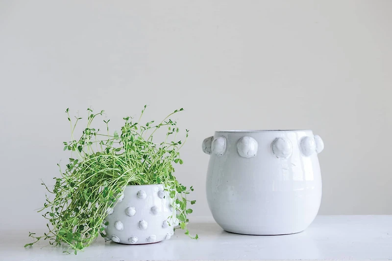 Hello Honey® 5.5" White Bubbled Design Terra Cotta Planter