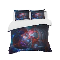 Designart 'Light Blue Fractal Flower in Dark' Modern & Contemporary Bedding Set