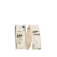 JAM Paper 1.5" x 10yd. White Birch Tree Bark Forest Wired Edge Ribbon