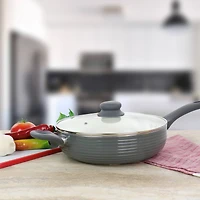 Oster Ridge Valley 3.5qt. Gray Nonstick Aluminum Sauté Pan with Lid