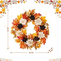 Glitzhome® 24" Fall Dahlia, Lotus Pod and Berry Wreath