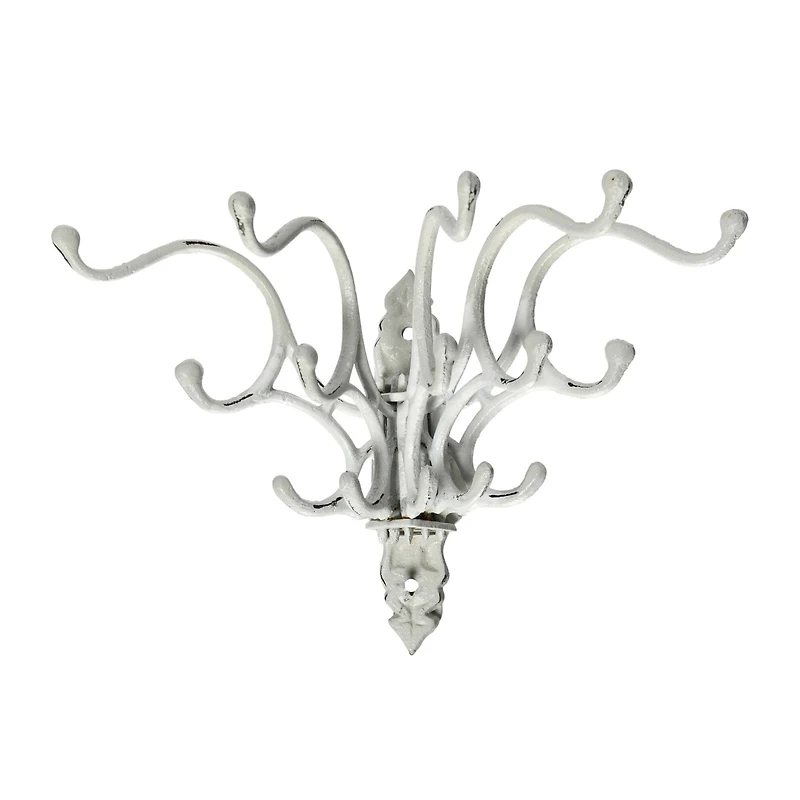 Hello Honey® 7.5" White Decorative Distressed Metal Wall Hook