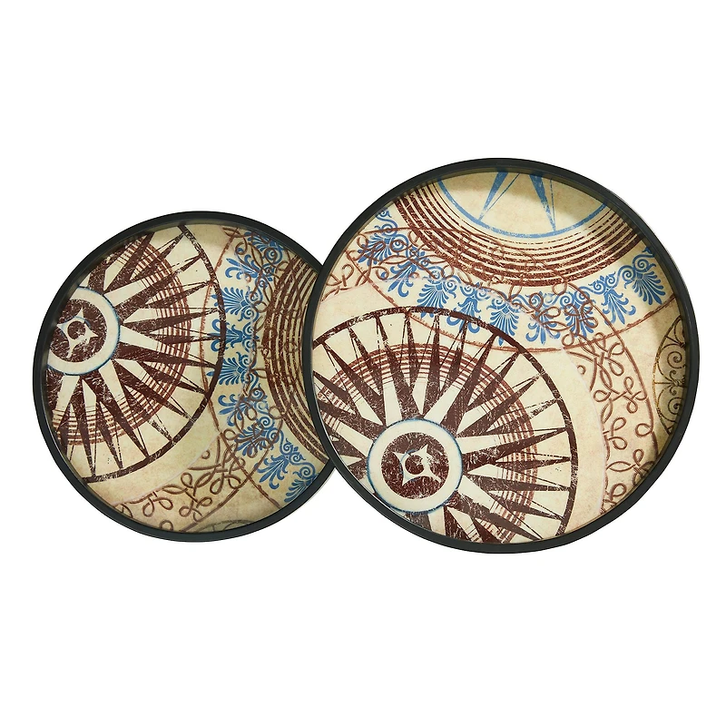 Glitzhome® Nesting Side Table with Polygonal Star Pattern Tray Top Set