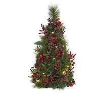 2ft. Pre-Lit Mixed Berry & Pine Cone Artificial Christmas Tree with Clear LED Lights
