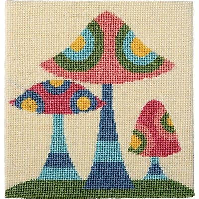 8" x 8" Retro Mushrooms Needlepoint Kit by Loops & Threads®
