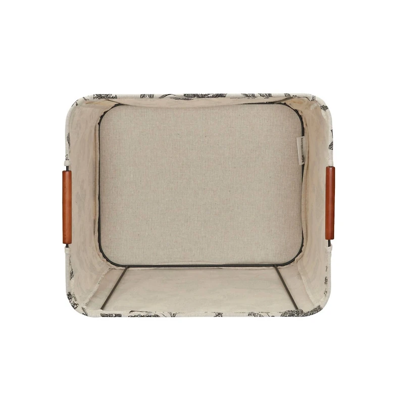 Household Essentials Storage Bin with Wood Handles (Medium, Floral)