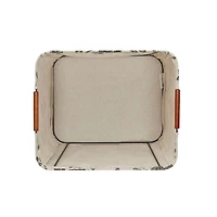 Household Essentials Storage Bin with Wood Handles (Medium, Floral)